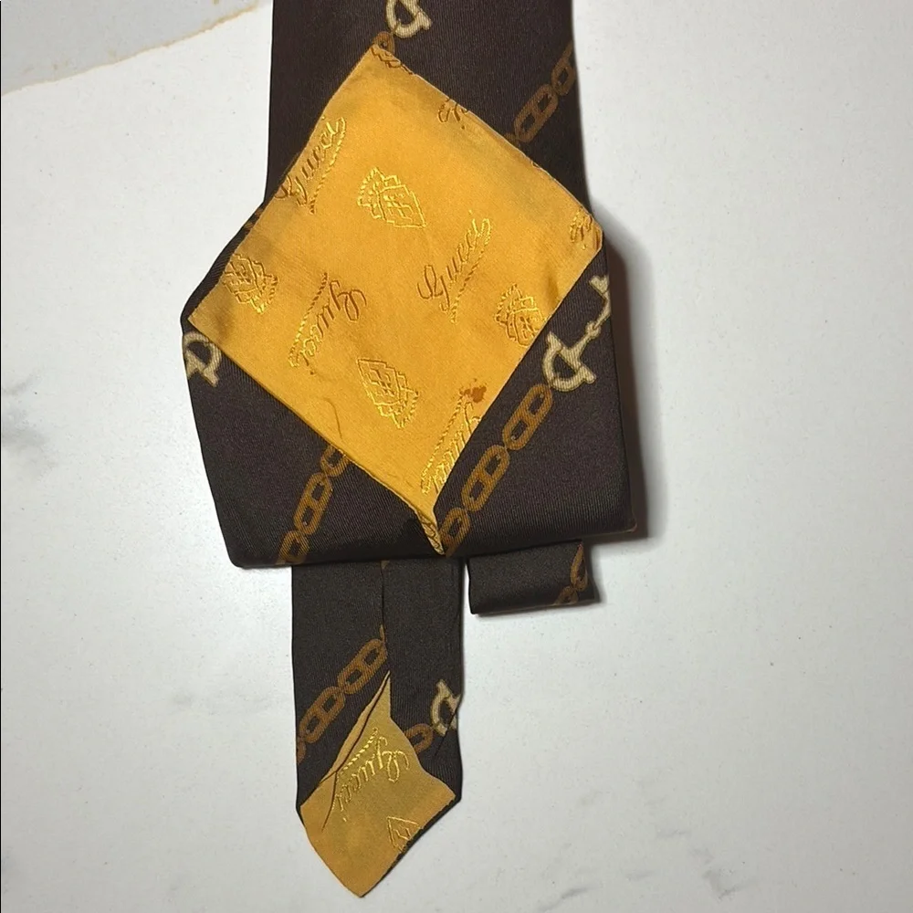 Vintage Gucci Brown and Gold Tie